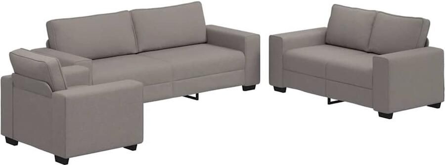 VidaXL 3-delige Loungeset met kussens stof taupe