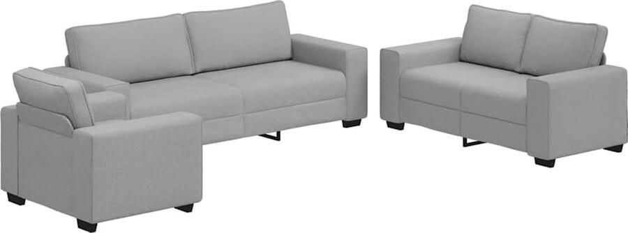 VidaXL 3-delige Loungeset met kussens stof wolk grijs