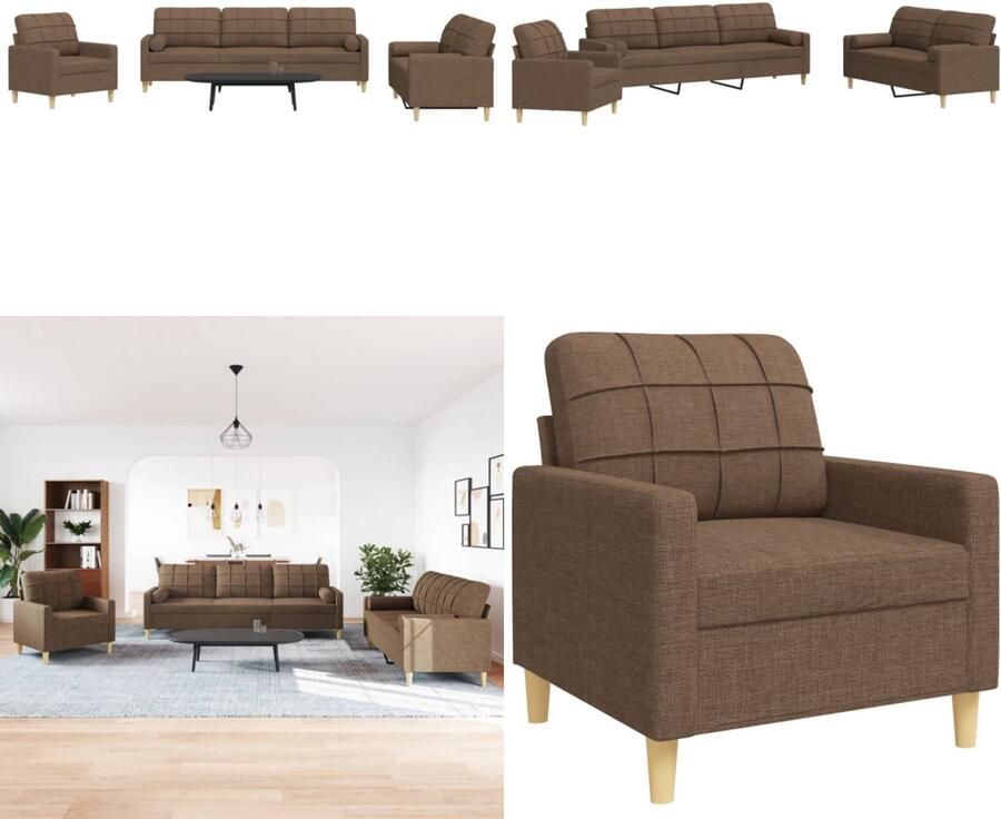 VidaXL 3-delige Loungeset met sierkussens stof bruin Loungeset Loungesets Bankstel Bankenset