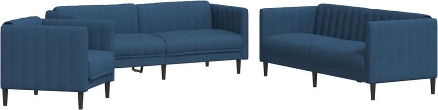 VidaXL -3-delige-Loungeset-stof-blauw