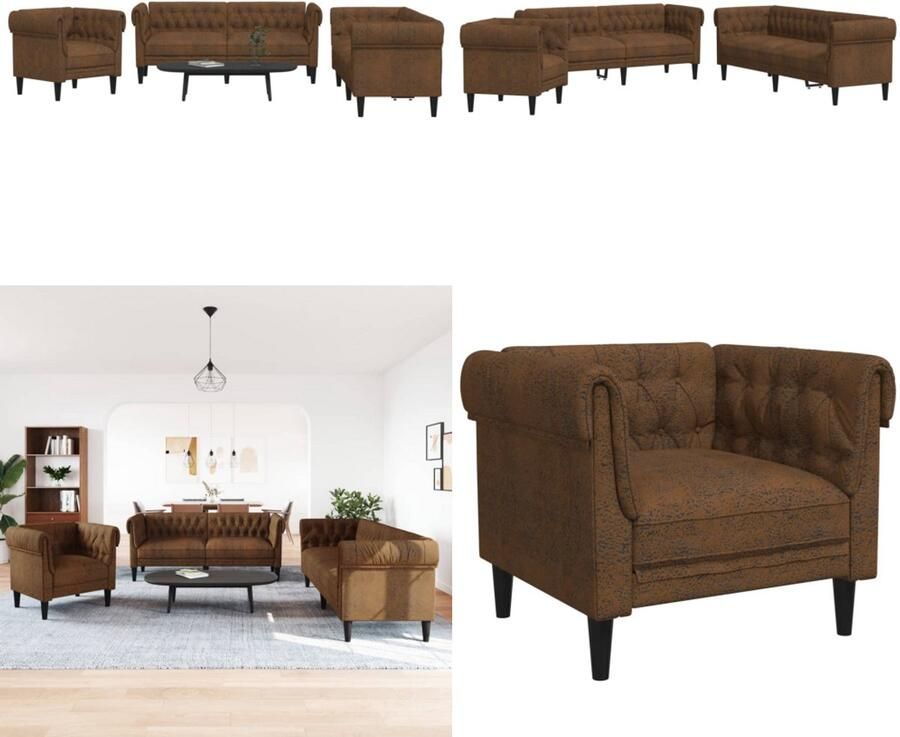 VidaXL 3-delige Loungeset stof bruin Bankstel Bankstellen Bankenset Sofa