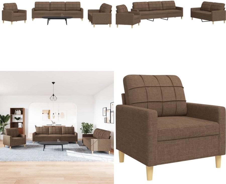 VidaXL 3-delige Loungeset stof bruin Bankstel Bankstellen Bankenset Sofa