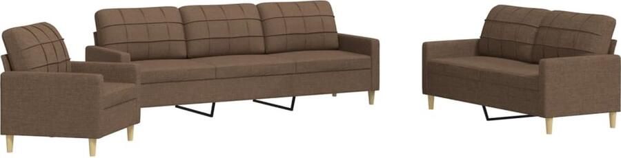 VidaXL 3-delige Loungeset Bruin Stof Loungebank Fauteuils Tuinlounge Buitenmeubilair Lounge Set