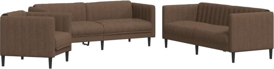 VidaXL -3-delige-Loungeset-stof-bruin