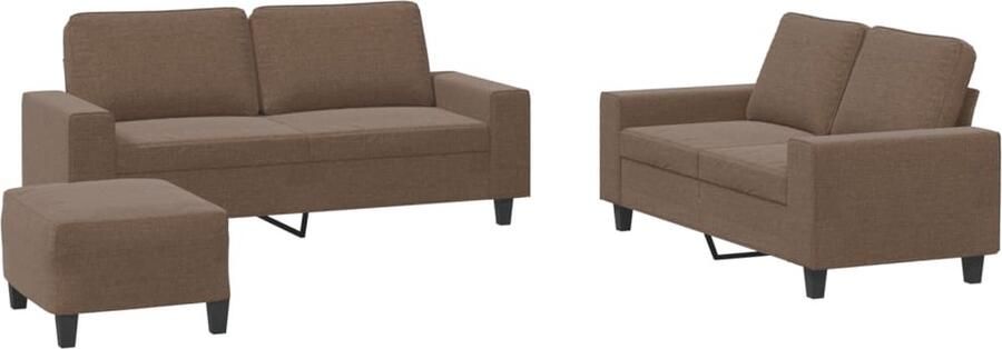 VidaXL 3-delige Loungeset stof bruin