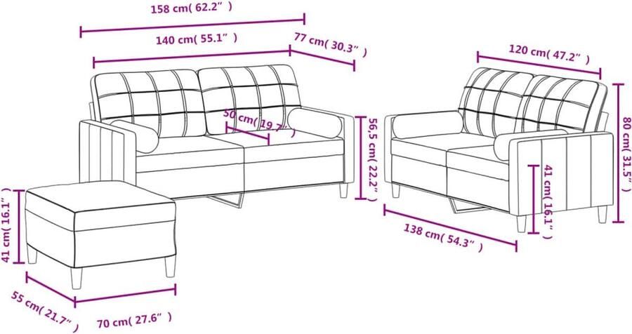 VidaXL 3-delige Loungeset Stof Bruin Loungeset Buitenmeubilair Tuinlounge Bruine Lounge Set Stoffen Lounge Set