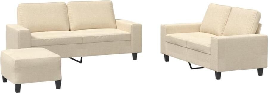VidaXL 3-delige Loungeset stof crèmekleurig