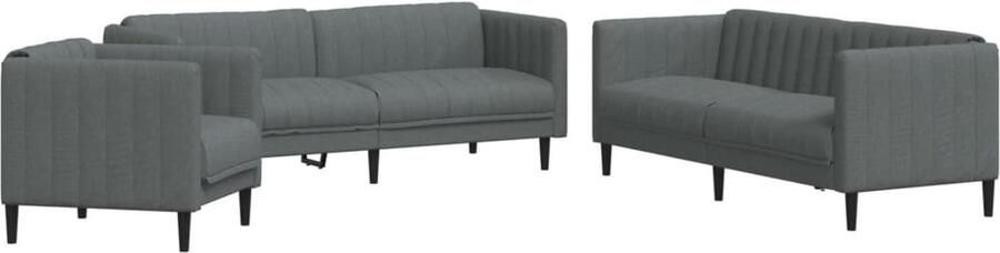 The Living Store Loungeset Banken Donkergrijs Stof Comfortabele Zitervaring Loungeset Bankstellen Donker Grijs Meubilair Stoffen Bank Lounge Set - Foto 2