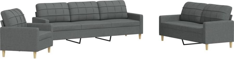 Vida XL 3-delige Loungeset stof donkergrijs SKU: 3201867 - Foto 6