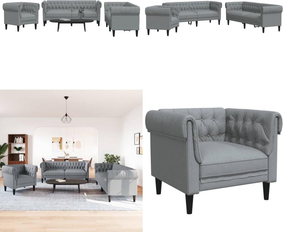 The Living Store Loungeset Modern Lichtgrijs Stof Comfortabele Zitervaring Loungeset Woonkamerinrichting Fauteuils Bankstellen Grijs Meubilair
