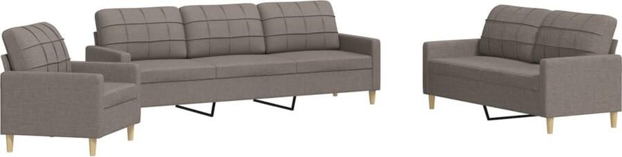 VidaXL 3-delige Loungeset stof taupe
