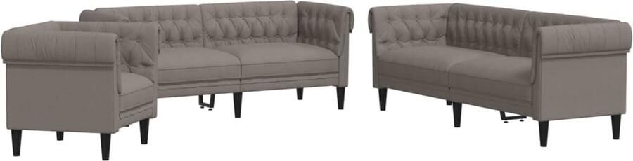 VidaXL 3-delige Loungeset Stof Taupe Loungeset Fauteuils Bankstel 2 Persoons Bank 3 Persoons Bank