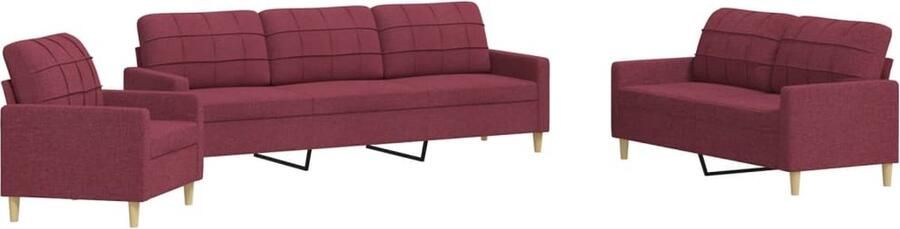 VidaXL Loungeset 3-delig Wijnrood Fauteuil & Banken Loungeset Tuinlounge Lounge Set Buitenset Loungebank