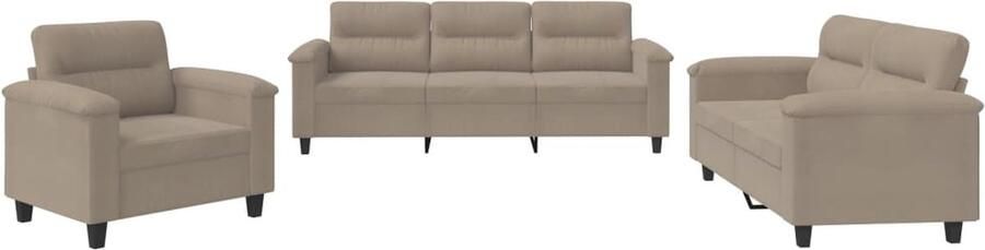VidaXL 3-delige Loungeset Taupe met Kussens Loungebank Tweezitsbank Driezitsbank Fauteuils Salonset
