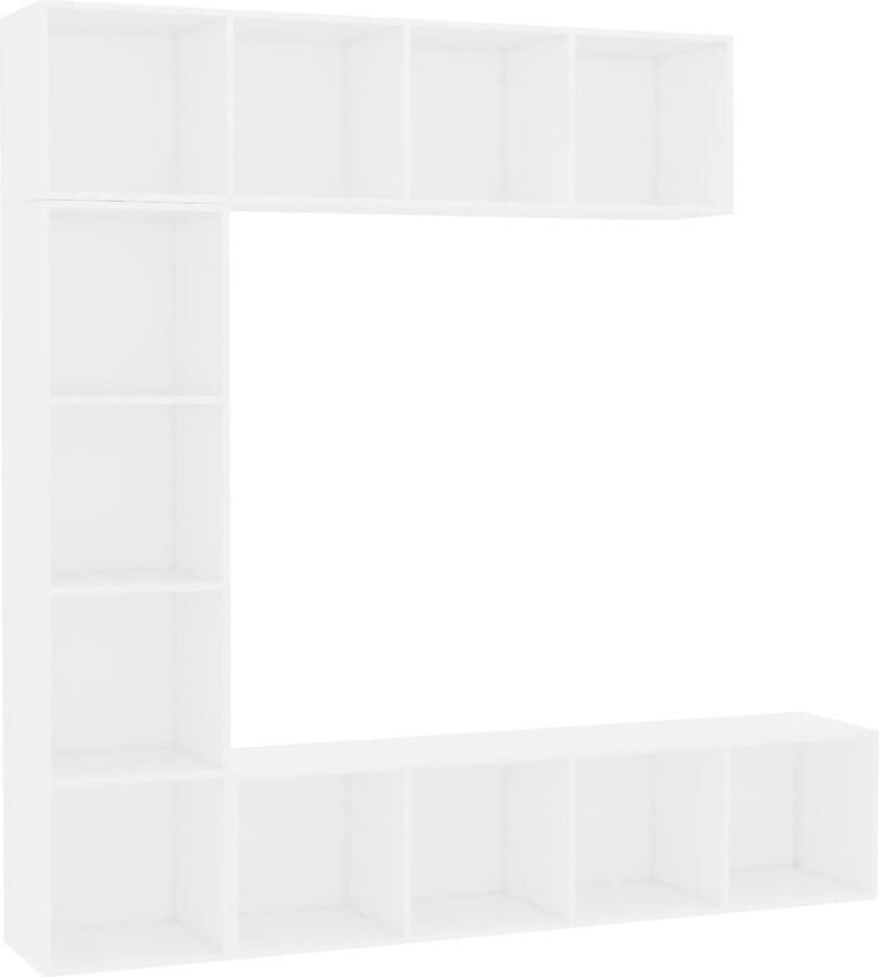 VidaXL -3-delige-Boekenkast- tv-meubelset-180x30x180-cm-wit