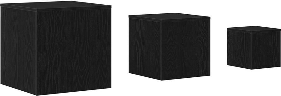 VidaXL Bijzettafel Zwarte eik Gefabriceerd hout Klein Stapelbaar