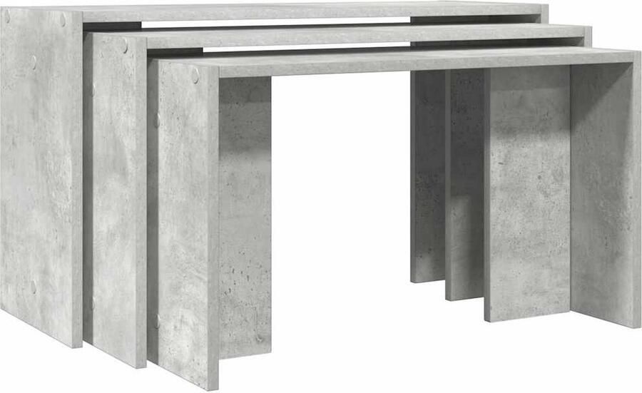 VidaXL Tafeltjesset 3-delig Bewerkt Hout Betongrijs Bijzettafels Nesttafels Salontafeltjes Houten Meubilair Betongrijs Meubilair Multifunctionele Tafels Compacte Tafels Trendy Meubels Moderne Tafels Living Accessoires