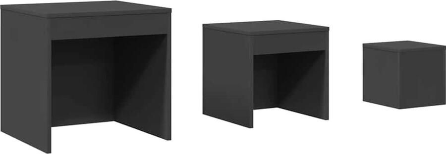 VidaXL -3-delige-Tafeltjesset-bewerkt-hout-grijs - Foto 3