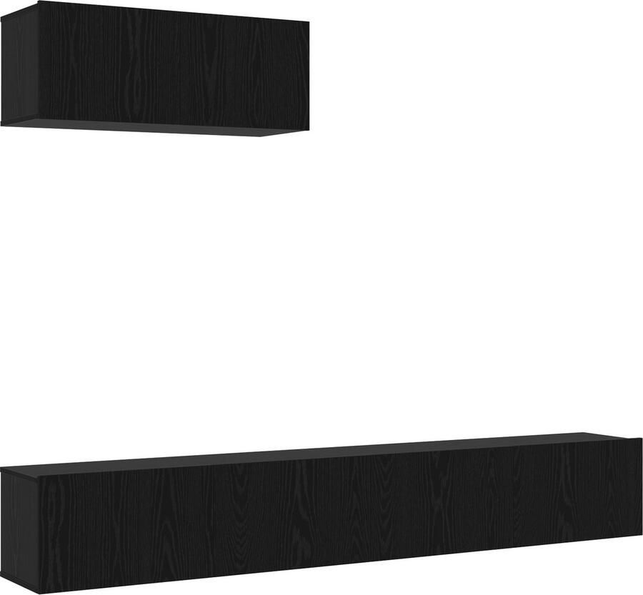 VidaXL 3-delige TV-kast Set Wandgemonteerd Zwart Eiken Bewerkt Hout