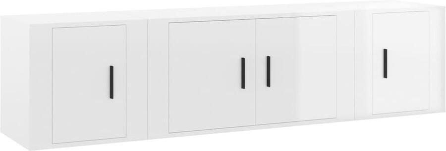 VidaXL 3-delige tv-meubelset hoogglans wit Televisieseriekast Tv Kast Industrieel Tv Meubel Houten Tv Kast Wit Tv Meubel Salontafel Mediastand