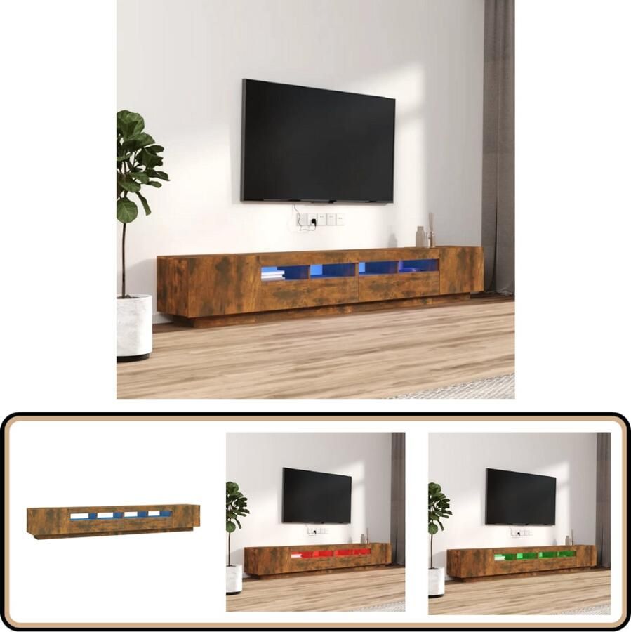 VidaXL 3-delige Tv-meubelset LED Gerookt Eiken TV-meubel LED-verlichting Houten TV-stand Bruine TV-bank Modern TV-meubel Design TV-meubel
