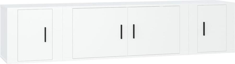 VidaXL 3-delige Tv-meubelset Wit Bewerkt Hout TV Kast Salon Meubilair Houten Tv Stand Witte Tv Kast Opbergkast