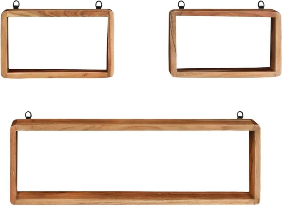 VidaXL 3-delige Wandschappenset Acaciahout Wandplank Houten Plank Schapenkast Kasten Opbergvak