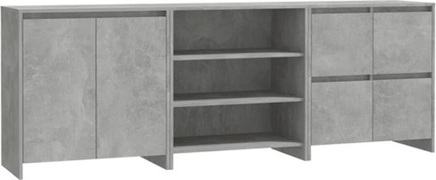 VidaXL -3-st-Dressoirs-bewerkt-hout-betongrijs - Foto 2