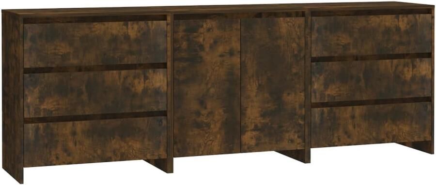 VidaXL Dressoir Set Gerookt Eiken 3 stuks Dressoir Kast Opbergkast Houten Kast Bruine Kast