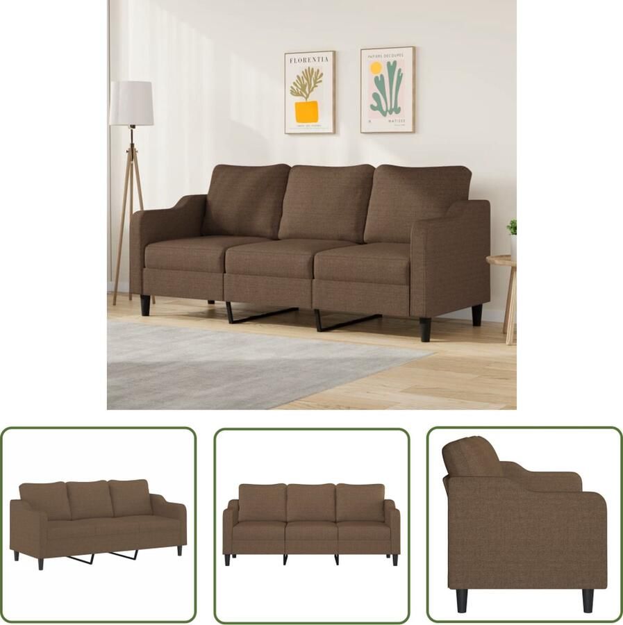 The Living Store Bankstel 3-zitsbank 180 cm Bruin duurzame stof Bruine Bankstellen 3 Zits Bank Bankstel Kopen Bruine Meubels Salonbank