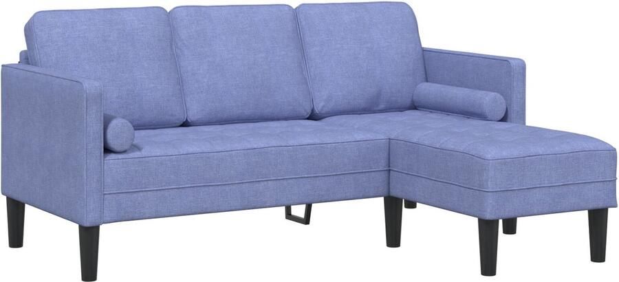 VidaXL L-Vormige Sofa Jeans blauw Massief Beukenhout 173 x 131 x 67 cm - Foto 2