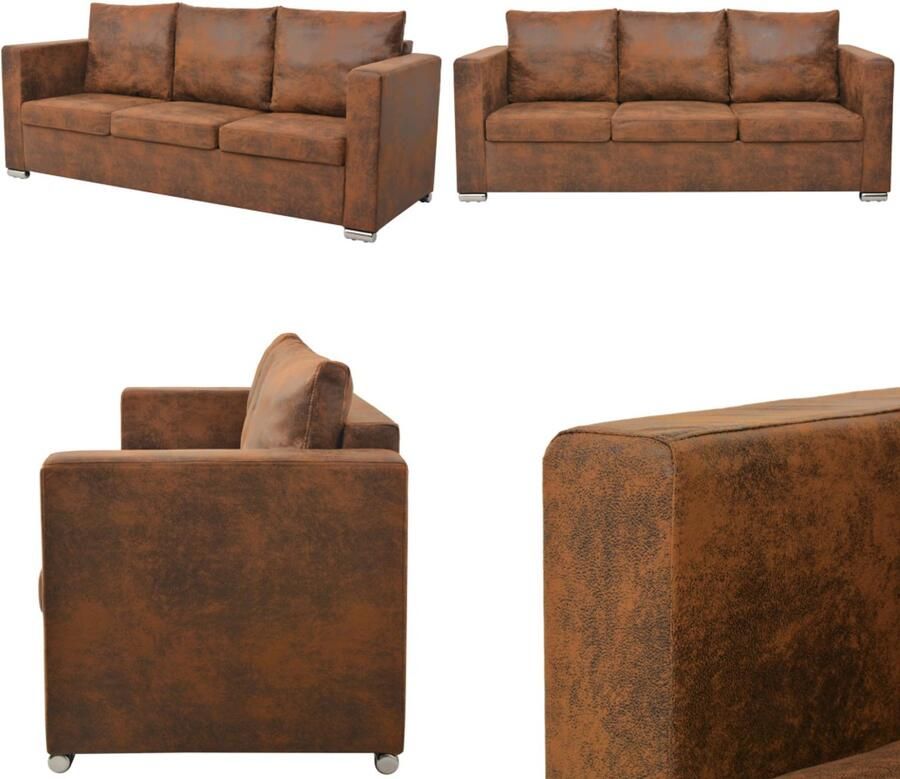 VidaXL 3-zitsbank 191x73x82 cm kunst suède leer 3-zitsbank 3-zitsbanken Driezitsbank Driezitsbanken