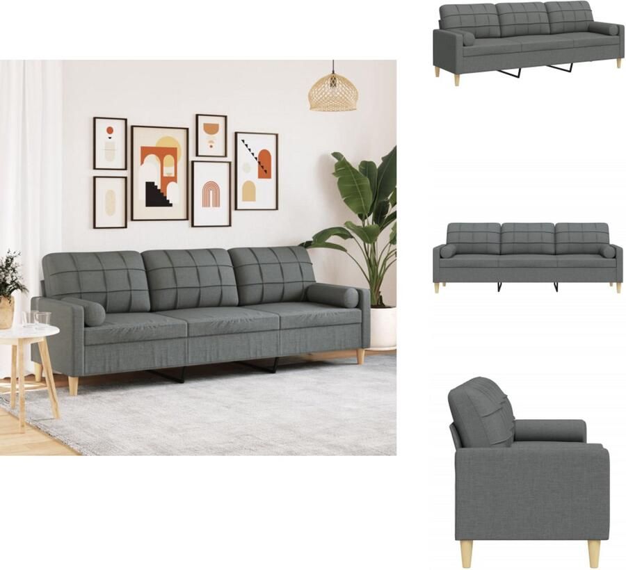 VidaXL 3-zitsbank 3-zitsbanken Bank 3zitsbank 3-zitsbank met sierkussens 210 cm stof donkergrijs