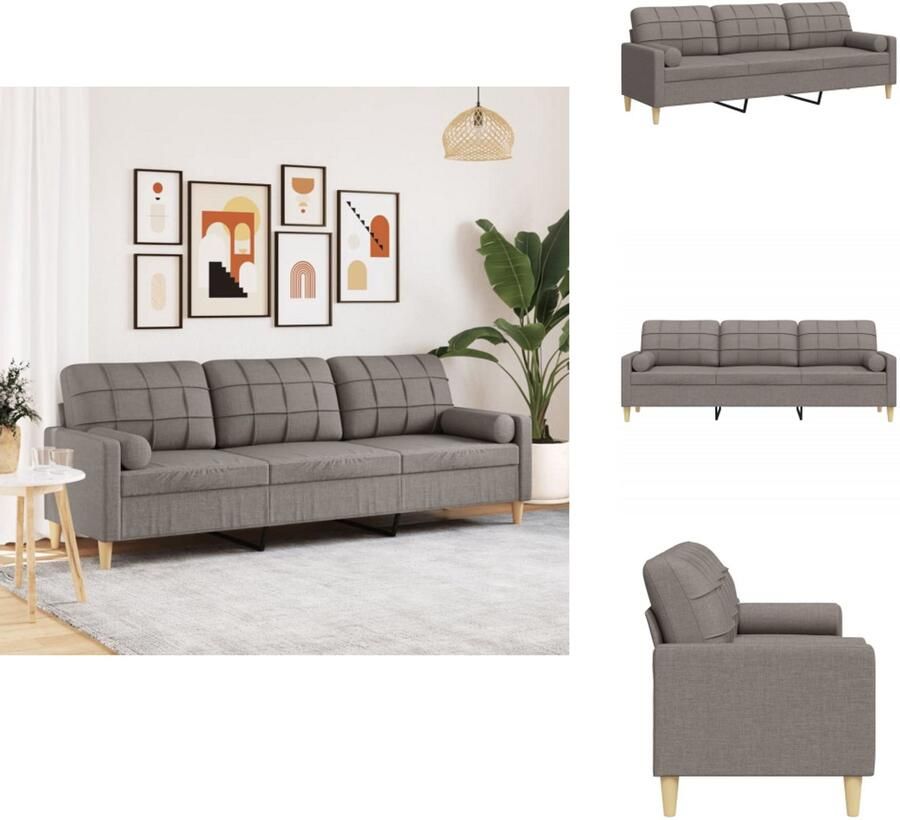 VidaXL 3-zitsbank 3-zitsbanken Bank 3zitsbank 3-zitsbank met sierkussens 210 cm stof taupe