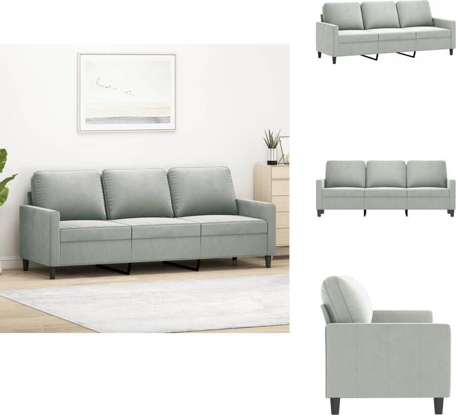 VidaXL 3-zitsbank 3-zitsbanken Bank Driezitsbank 180 cm fluweel lichtgrijs