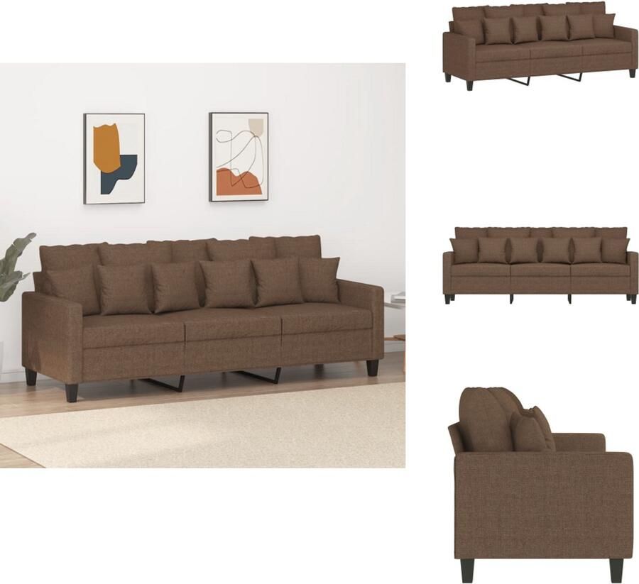 VidaXL 3-zitsbank 3-zitsbanken Bank Driezitsbank 180 cm stof bruin