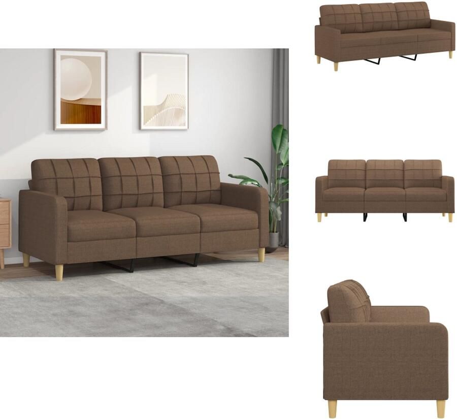 VidaXL 3-zitsbank 3-zitsbanken Bank Driezitsbank 180 cm stof bruin