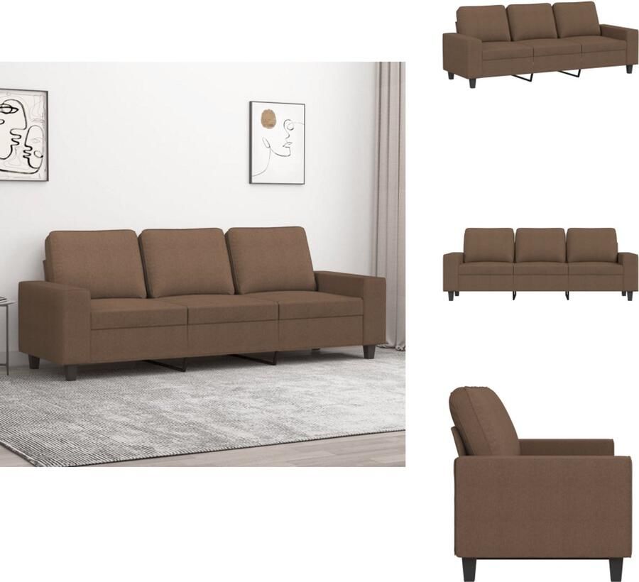 VidaXL 3-zitsbank 3-zitsbanken Bank Driezitsbank 180 cm stof bruin