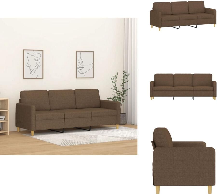 VidaXL 3-zitsbank 3-zitsbanken Bank Driezitsbank 180 cm stof bruin