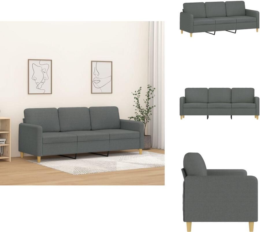 VidaXL 3-zitsbank 3-zitsbanken Bank Driezitsbank 180 cm stof donkergrijs