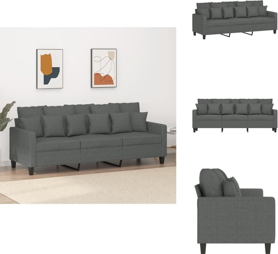 VidaXL 3-zitsbank 3-zitsbanken Bank Driezitsbank 180 cm stof donkergrijs