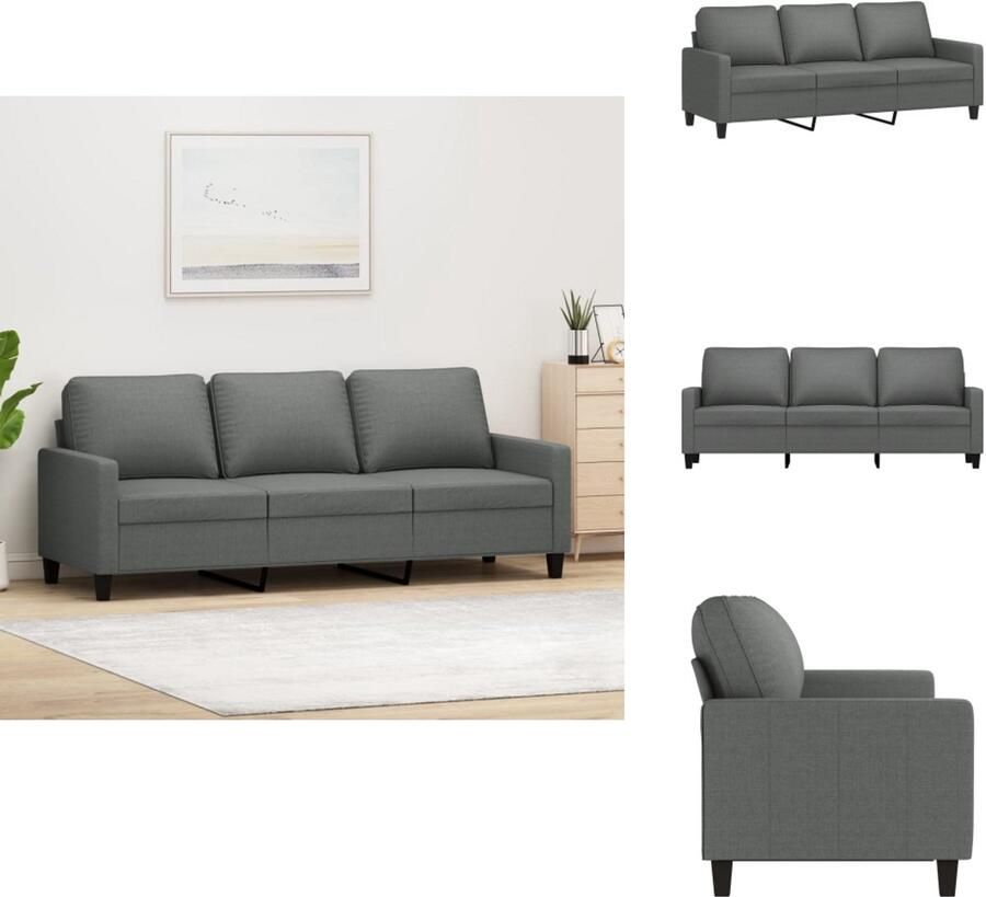 VidaXL 3-zitsbank 3-zitsbanken Bank Driezitsbank 180 cm stof donkergrijs