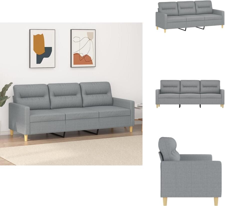 VidaXL 3-zitsbank 3-zitsbanken Bank Driezitsbank 180 cm stof lichtgrijs