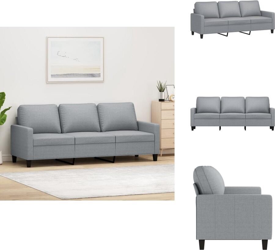 VidaXL 3-zitsbank 3-zitsbanken Bank Driezitsbank 180 cm stof lichtgrijs