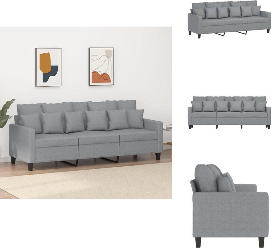 VidaXL 3-zitsbank 3-zitsbanken Bank Driezitsbank 180 cm stof lichtgrijs