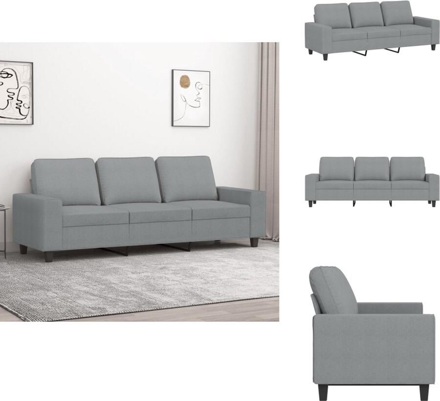 VidaXL 3-zitsbank 3-zitsbanken Bank Driezitsbank 180 cm stof lichtgrijs