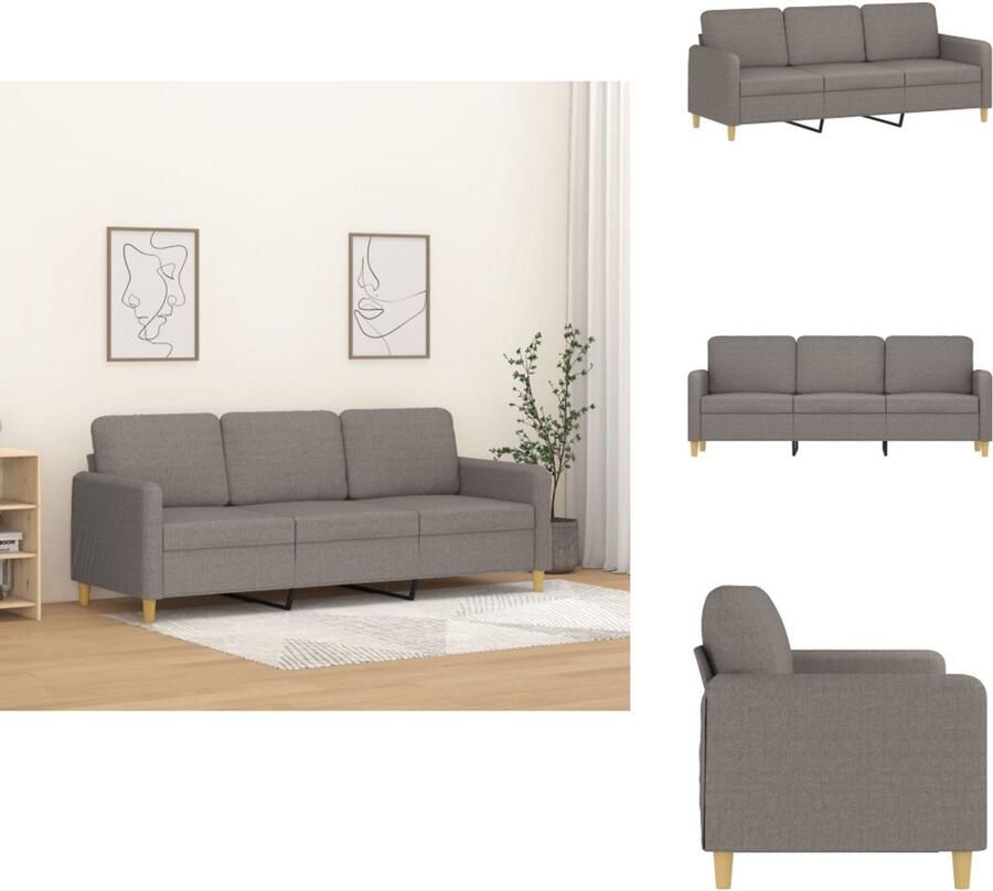 VidaXL 3-zitsbank 3-zitsbanken Bank Driezitsbank 180 cm stof taupe