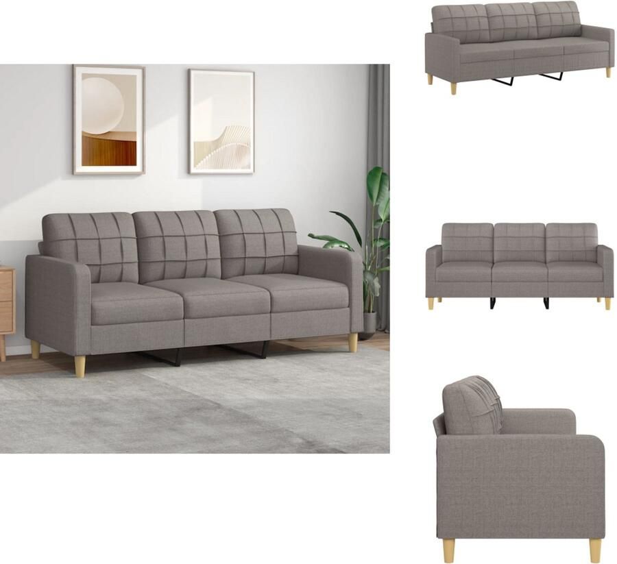 VidaXL 3-zitsbank 3-zitsbanken Bank Driezitsbank 180 cm stof taupe