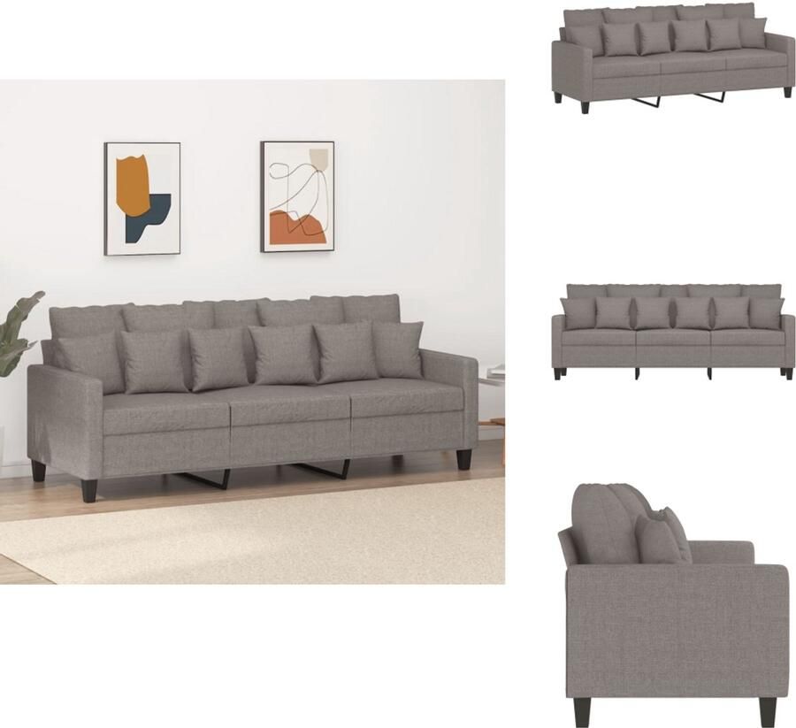 VidaXL 3-zitsbank 3-zitsbanken Bank Driezitsbank 180 cm stof taupe