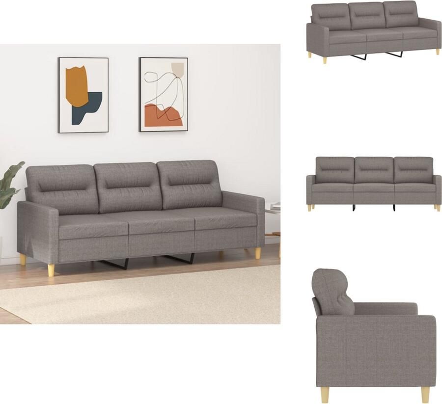 VidaXL 3-zitsbank 3-zitsbanken Bank Driezitsbank 180 cm stof taupe